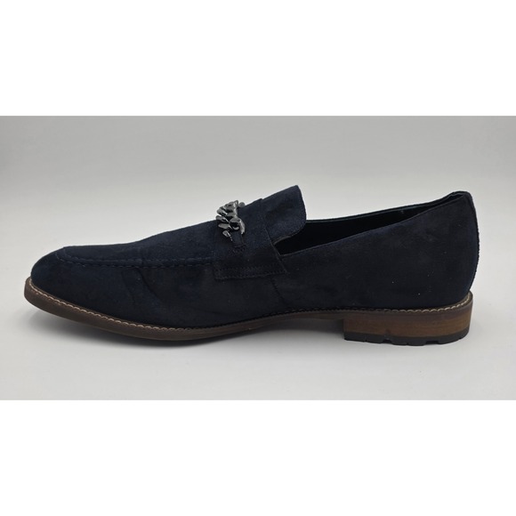 Todd Welsh Men\'s Navy Blue Faux Suede Chain Detail Loafers Size 11.5 M